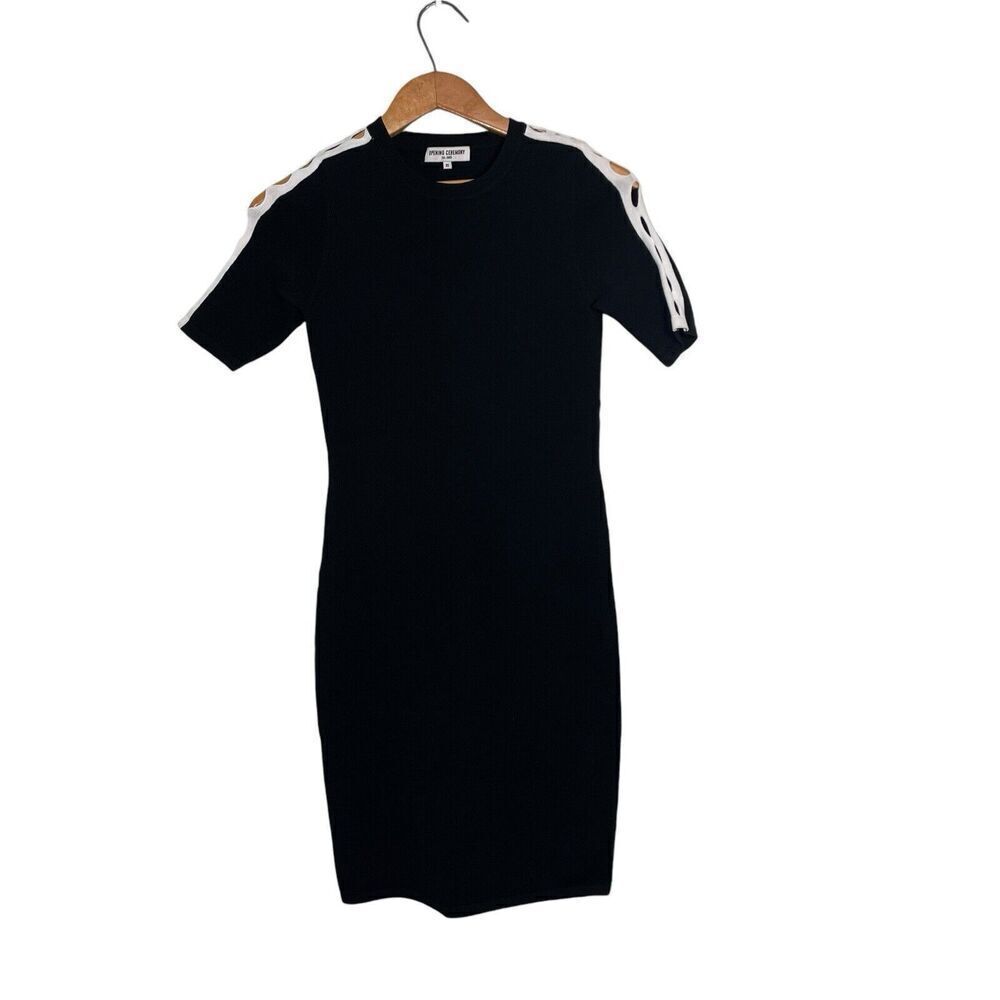 Opening CeremonyDress Bodycon Knit Knee Length Short Sleeve Cut Out Black Sz. XS
